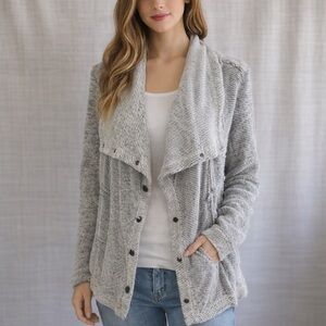 Anthropologie Saturday Sunday Asymmetrical Gray Sweater with Buttons